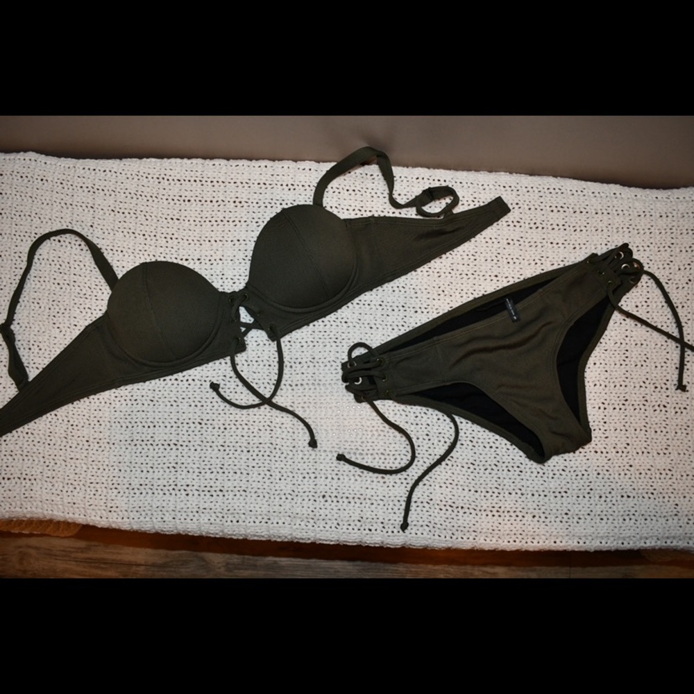 L.A. Hearts Olive swimsuit top/ bottom
